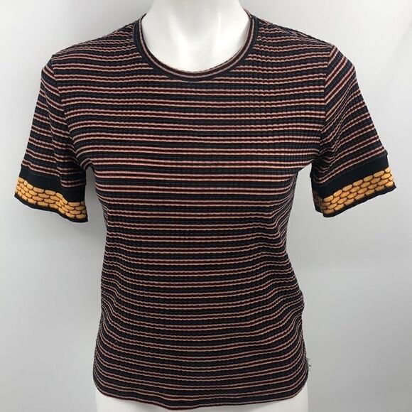 Zara black striped polyester blend top - Picture 1 of 6